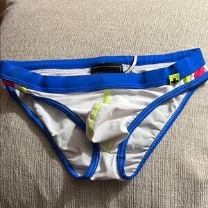 Andrew Christian Blue and White twinks Swim Trunks used